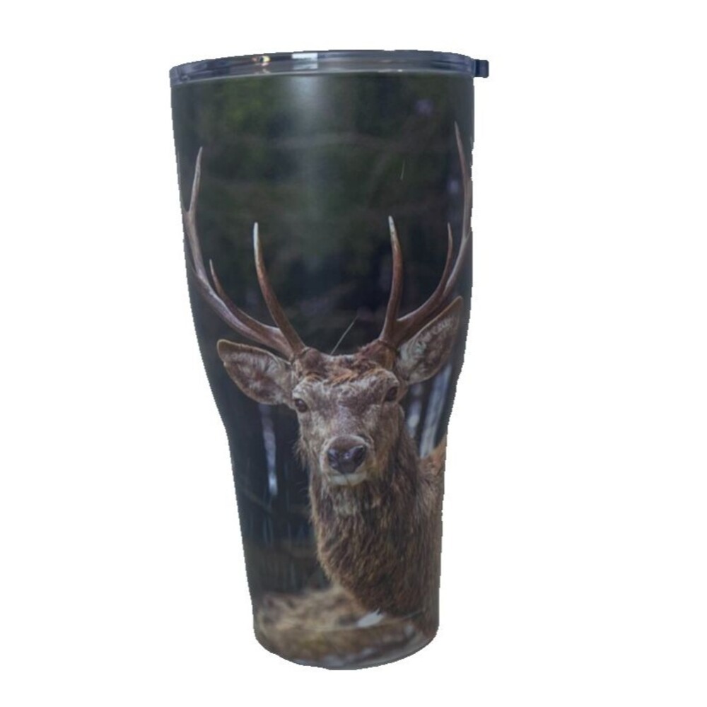Sport Hunting Camo Deer Buck Tumbler Stainless Steel Insulated With Lid New 30oz